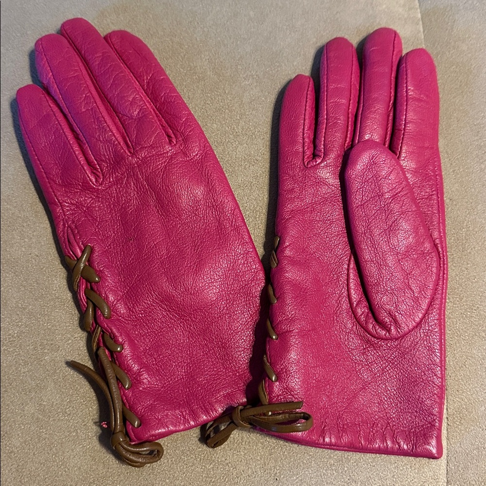 Leather Echo Adjustable Fuchsia Gloves - image 1